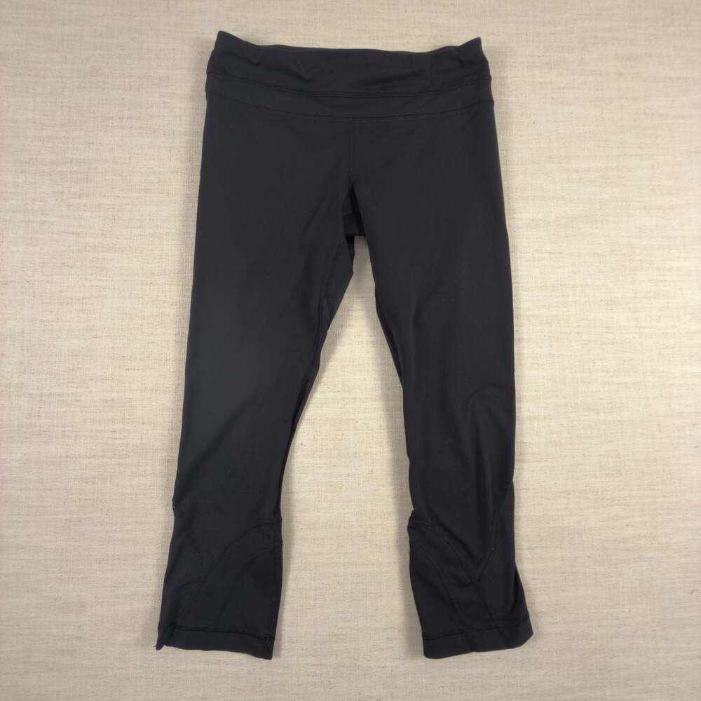 Lululemon Womens High Rise Crop Leggings Black Size 6 Skinny Yoga Pants